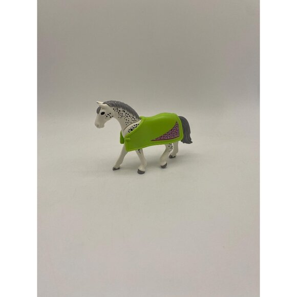 Vintage Playmobil White Speckled Horse with Blanket| Retro Toy Figurine - Picture 1 of 7